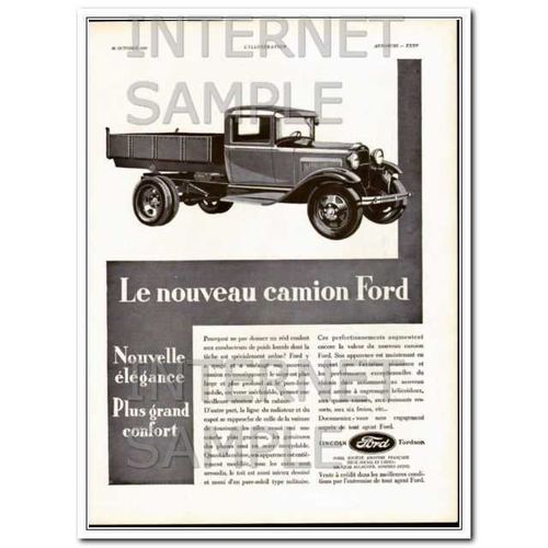 FORD 1930 French new elegance more comfort truck vintage ad