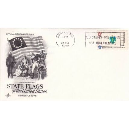 Massachusetts United States 1976 State Flags FDC Boston cancel Unaddressed VGC