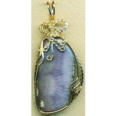 Purple Sagenite Agate Brass Wire Wrap Gemstone Pendant 55