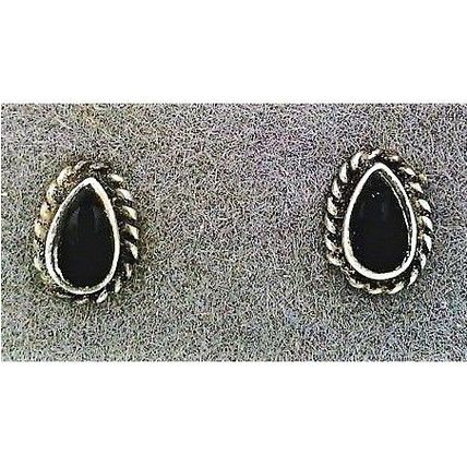 Black Onyx Sterling Silver Gemstone Stud Earrings 1