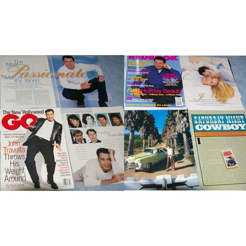 JOHN TRAVOLTA 332x CLIPPINGS 1980s-now + Card + 1x black/white 8x10 Photo