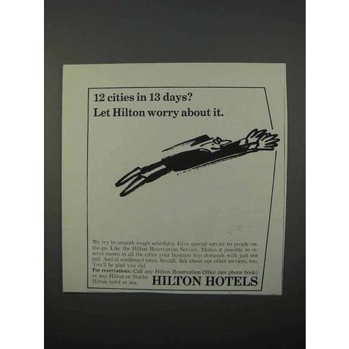 1966 Hilton Hotels Ad - 12 Cities in 13 Days?
