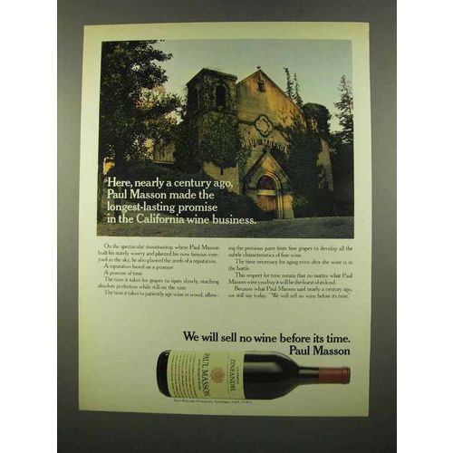 1975 Paul Masson California Zinfandel Wine Ad