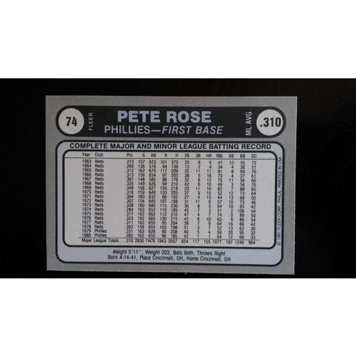 1981 Fleer Star Sticker Card # 074 Pete Rose Excellent (5) Philadelphia Phillies