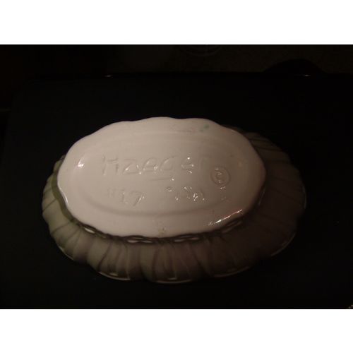Vintage Haeger #17 White Scalloped Art Deco Ceramic Planter - 9 X 5 X 4