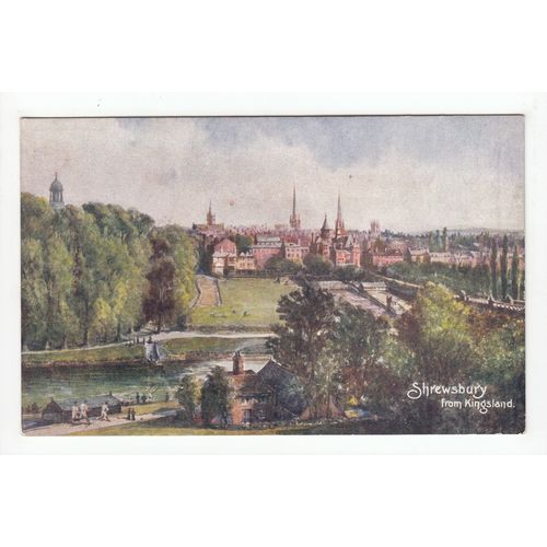 Shrewsbury from Kingsland Art Postcard Shropshire