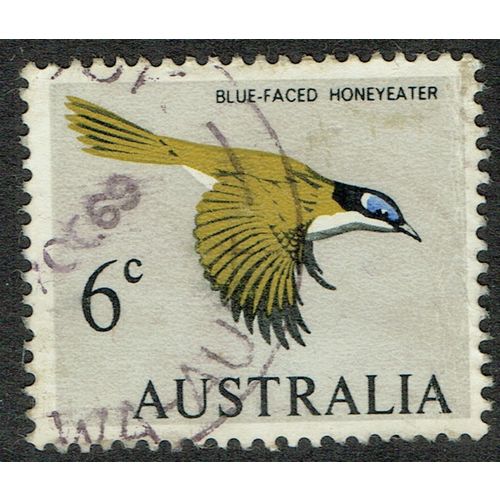 Australia 1966 Decimal Currency 6c Olive Yellow Black Blue and Grey SG387 FU