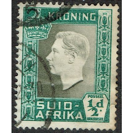 South Africa 1937 Coronation ½d Grey Black and Blue Green (A) SG71 FU