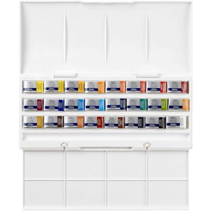 Winsor & Newton Cotman Water Colour Paints 24 Whole Pans Studio Set [New&Sealed]