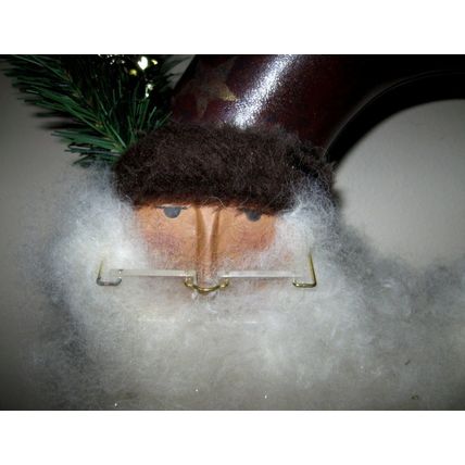 Painted Fabric Crescent Santa with Fantastic Beard