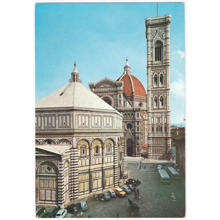 Postcard Baptistery, cathedral and Giotto’s Tower, Florence, Italy. Unposted