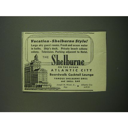 1949 The Shelburne Hotel Ad - Vacation - Shelburne Style!