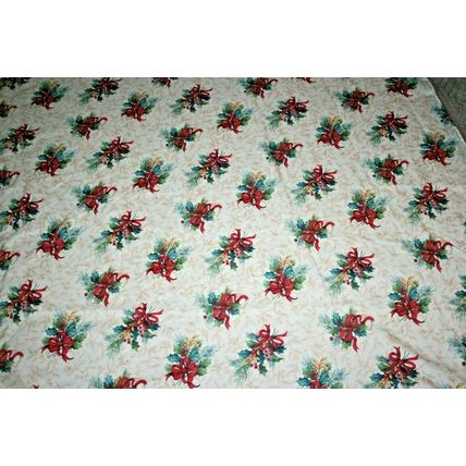 Christmas Bouquet Design Fabric Rounded Rectangle Tablecloth 84" X 59.5"