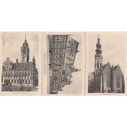 Middelburg Hospital Kerk Met Langejan Stadhuis 3x Postcard s