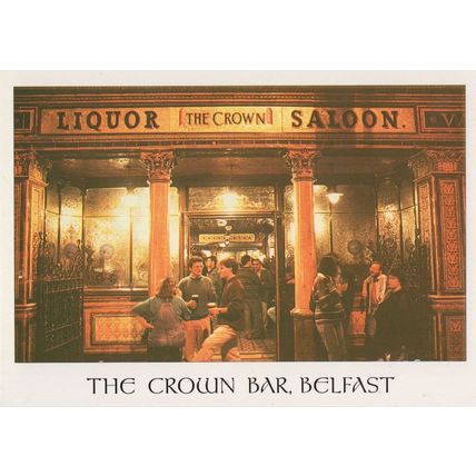 Late Night Drinking At The Crown Bar Pub Belfast Irish Postcard