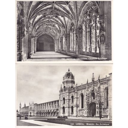 Lisboa Geronimos Mosteiro 2x Vintage Portugal Real Photo Postcard s