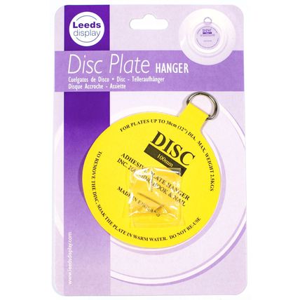 100mm Adhesive Disc Plate Hanger with brass picture hook : Leeds Display