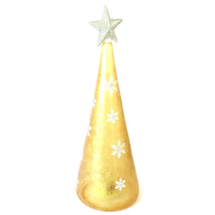 Golden Christmas Tree LED with Star on the Top Glass Decoration 24 CM