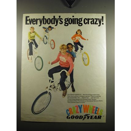 1969 Goodyear Crazywheels Bike Tires Ad - Everybody's going crazy