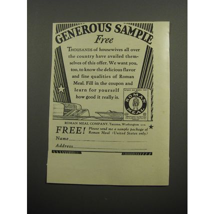 1932 Roman Meal Advertisement - Generous sample free