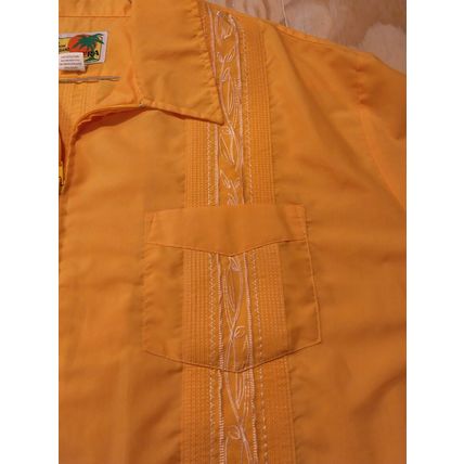 Genuine Haband Guayabera Yellow Gold Cuban SS 4XXL Embroidered Wedding Beach