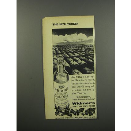 1955 Widmer's Cocktail Sherry Ad - Sherry ageing on the winery roofs