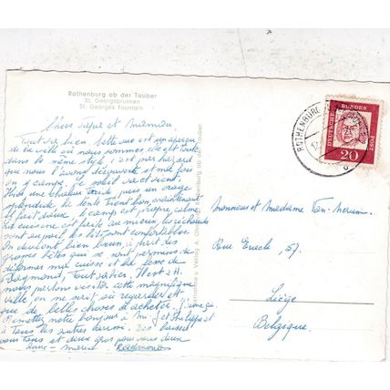 Rothenburg St Georgsbrunnen Germany Real Photo Postcard posted 1964 VGC