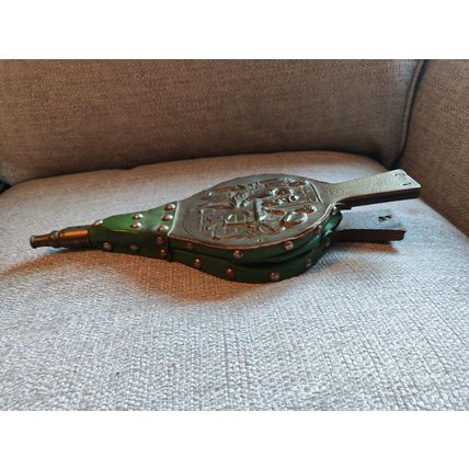 Vintage/Antique, Brass/Leather, Fire Bellows - Working, Green/Gold