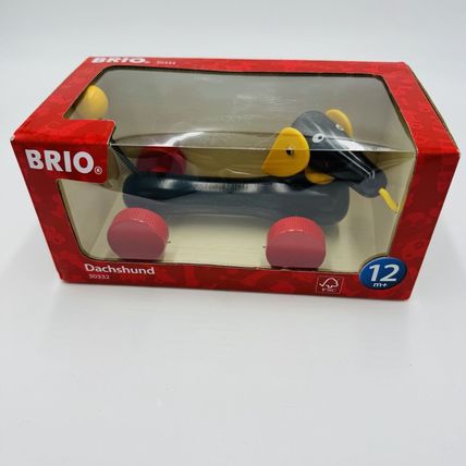 BRIO Sweden 30332 Pull Along DACHSHUND Wiener Dog 7" Wooden Toddler Pull Toy