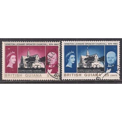 British Guiana 1965 QE2 Set Churchill used SG 374-375 ( C1433 )