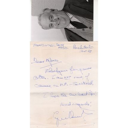 Cyril Smith Liberal MP Politics Hand Signed Letter & Autograph Photo