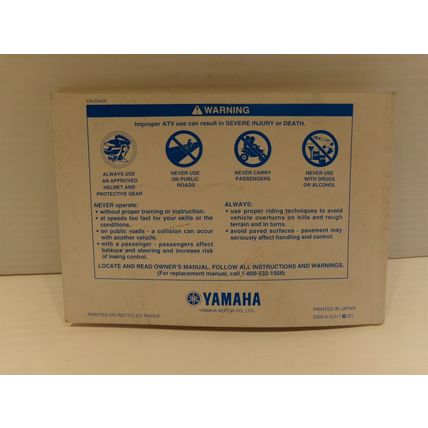 Yamaha Blaster YFS200N Owner's Manual LIT-11626-14-09