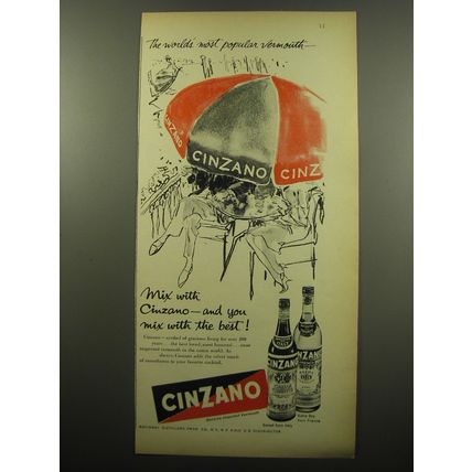 1960 Cinzano Vermouth Ad - The world's most popular vermouth - Mix with Cinzano
