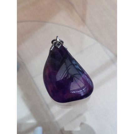 Vintage 1940-s Large Natural Amethyst Sterling Silver Chain - Heavy 9.60 grams.