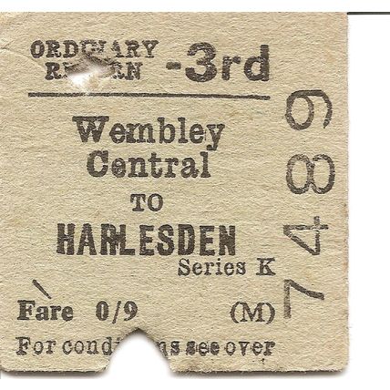 B.T.C. Edmondson Ticket - Wembley Central to Harlesden