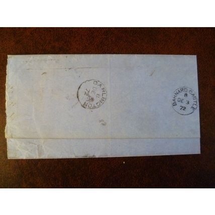 1872 GB QV 1d Red stamp II Plate 144 cover Rev Warters Wesleyan Barnard Castle