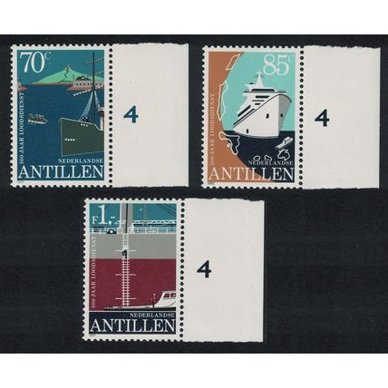 Neth. Antilles Pilotage Service 3v Numbered Margins 1982 MNH SG#769-771