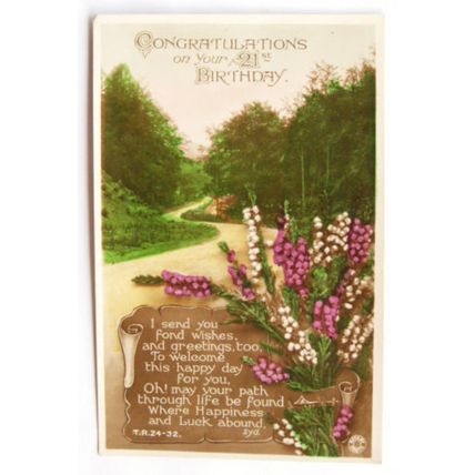 vintage Greetings postcard - 21st Birthday ref.4