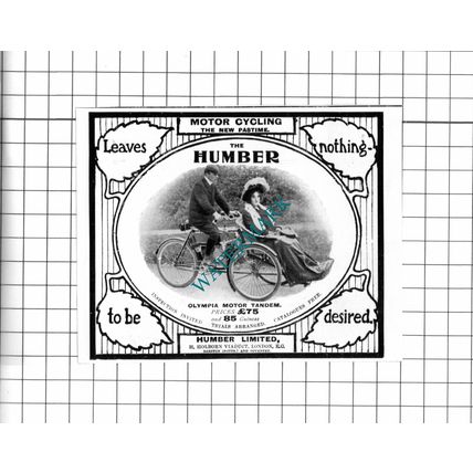 Humber Ltd Olympia Motor Tandem - 1903 Small Advert / Print