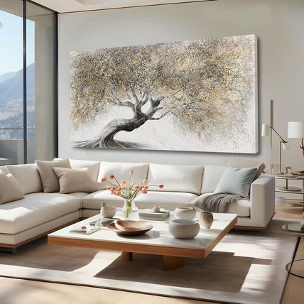 Gold Wall Art Canvas Wall Pictures Large Artwork Landscape Painting Photo Prints