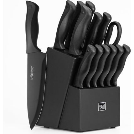 Knife Set, HUNTER.DUAL 15 Pcs Kitchen Knife Set with Block Self Sharpening, Dish