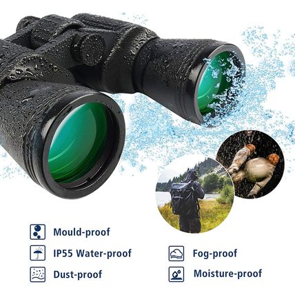 Unclehu 20X50 High Power Binoculars for Adults with Low Light Night Vision, Comp