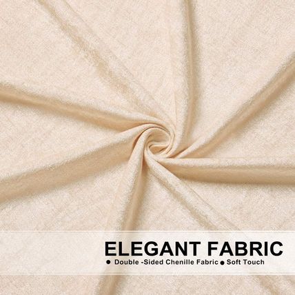 ELKCA Beige Chenille Waterfall Valance for Living Room,4 Hollow Swag Valance for