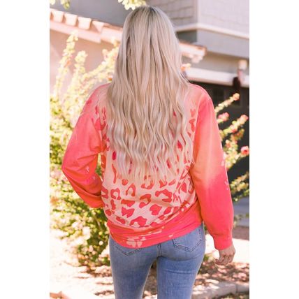Pink Bleached Cheetah Print Sweatshirt