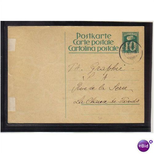 1928 SWITZERLAND POSTCARD 10C CN EVILL PMK