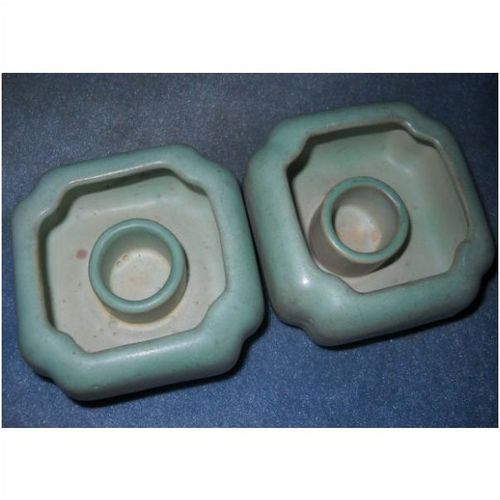 Pair Rosemeade Pottery Candle Holders North Dakota