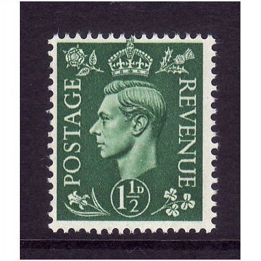 GREAT BRITAIN 1950 SG505 1 1/2d PALE GREEN UM #1