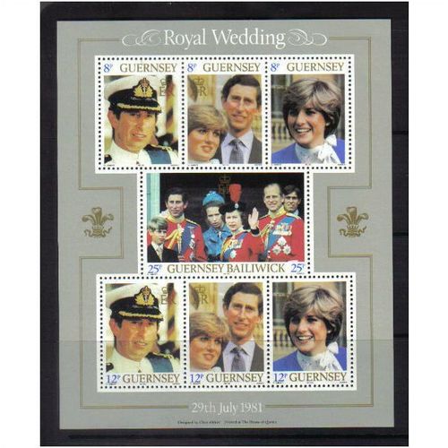 1981 GB GUERNSEY ROYAL WEDDING SET M/S UMM SG MS239