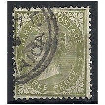 Jamaica 1905 SG46 3d Olive Green Wmk Crown CA Fine Used . .