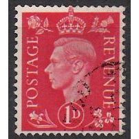 SG Q4b: 1d. scarlet Definitive Stamp: King George VI, watermark sideways.